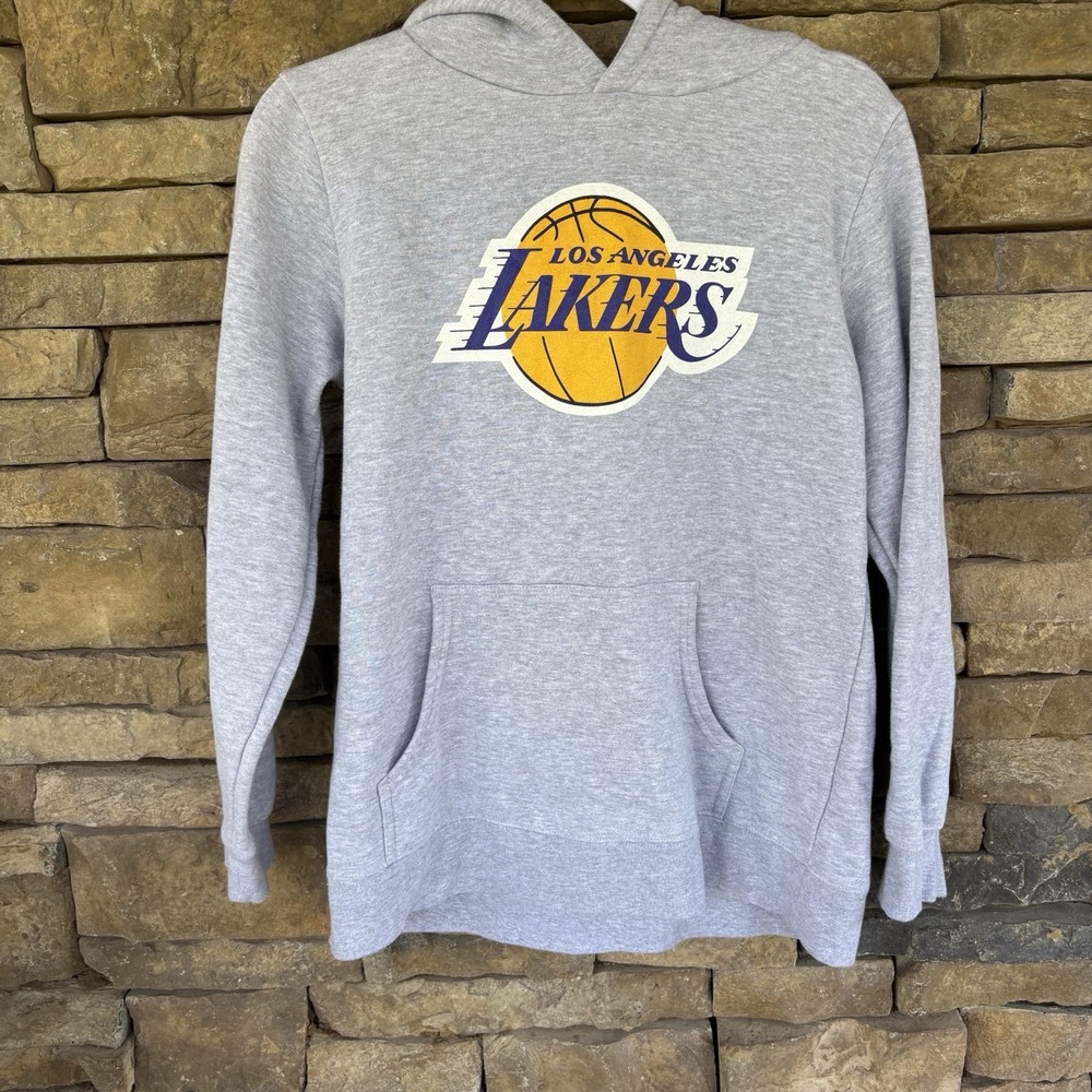 Los Angeles Lakers Sweater Youth‎ Large Gray Hoodie Kangaroo Pocket Fanatics